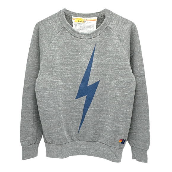 Aviator Nation | Tops | Aviator Nation Bolt Crew Sweatshirt In Heather Grey  Blue Bolt | Poshmark